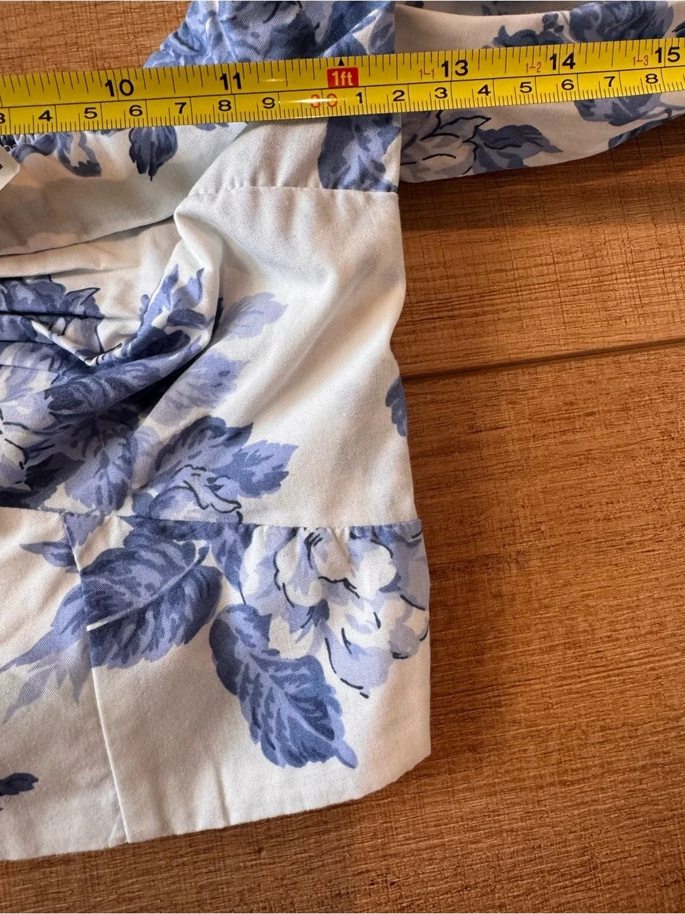 Abercrombie Blue Floral Puff Sleeve Sweetheart Crop Top XS NWT